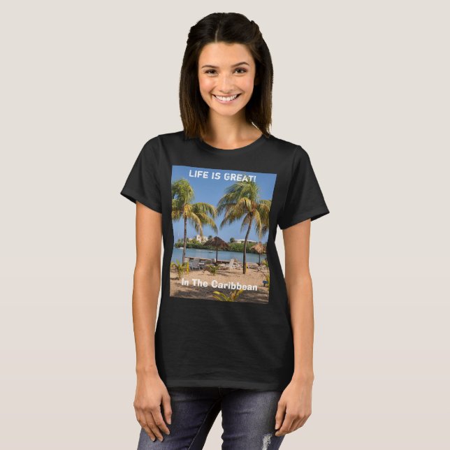 T-shirt La vie est grande Caraïbes Virgin Islands Beach (Devant entier)