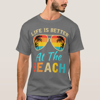 T-shirt La vie est meilleure à la plage Palmiers Rétro Été