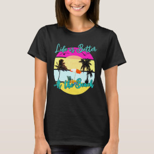 T-shirt La Vie Est Meilleure À La Plage - Palmiers Retro S