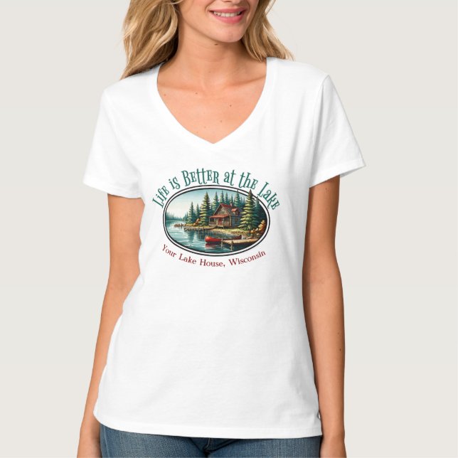 T-shirt La vie est meilleure au lac (Devant)