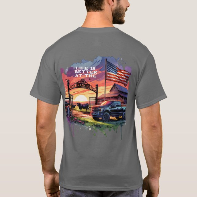 T-shirt La Vie Est Meilleure Au Ranch (Dos)