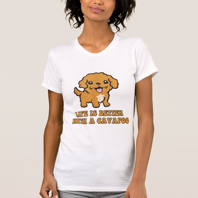 T-shirt La Vie Est Meilleure Avec Le Cavapou - Amoureux Du (Devant)