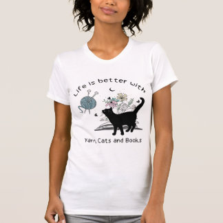 T-shirt La vie est meilleure avec les chats et les livres 