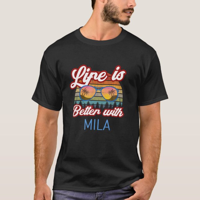 T-shirt La Vie Est Meilleure Avec Mila Funny Femmes / Fill (Devant)