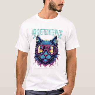 T-shirt La vie est meilleure avec mon chat - Amoureux des 