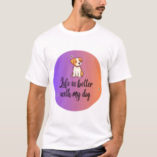 T-shirt La vie est meilleure avec mon chien - violet à ora