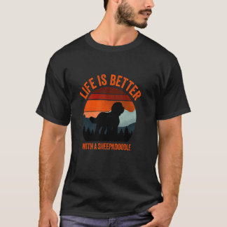 T-shirt La Vie Est Meilleure Avec Un Berger Distressé Funn