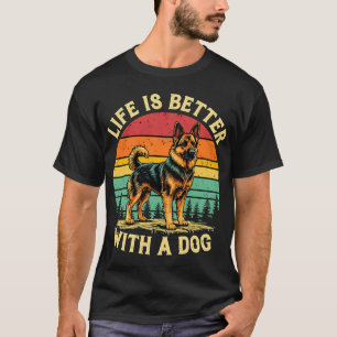 T-shirt La vie est meilleure avec un chien - Coucher de so