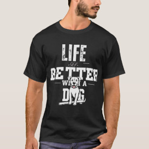 T-shirt La vie est meilleure avec un chien moderne gris et