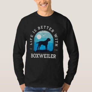 T-shirt La vie est meilleure Boxweiler Vintage Blue Maman
