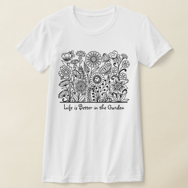 T-shirt La vie est meilleure dans l'impression florale du  (Poser)