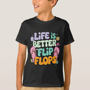T-shirt La vie est meilleure en tongs rétro été plage