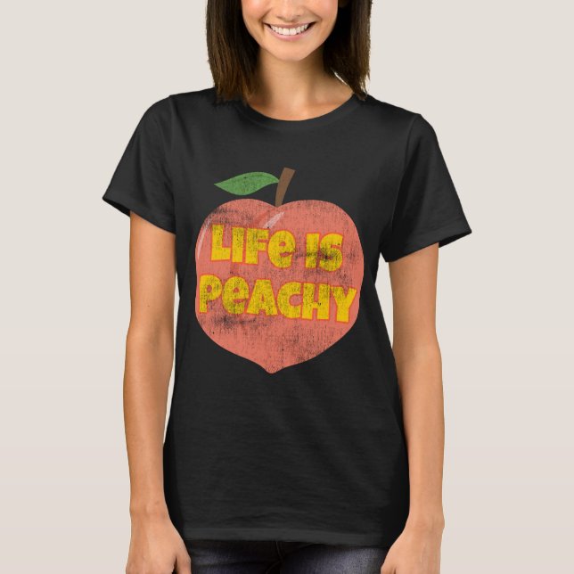 T-shirt La Vie Est Peaché Style Rétro Distressé Fruit Drôl (Devant)