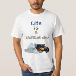 T-shirt LA VIE EST UN DRAG ! Voiture de course et fumée