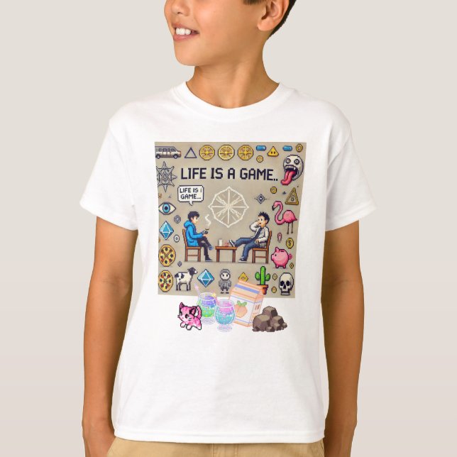 T-shirt La Vie Est Un Jeu. #Part2 (8bit) (maillot de joueu (Devant)
