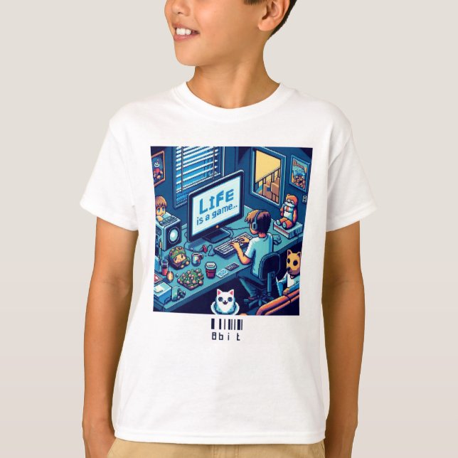 T-shirt La Vie Est Un Jeu. #Part2 (8bit) (maillot de joueu (Devant)