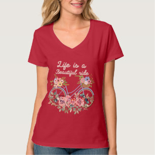 T-shirt La vie est une belle balade Printemps Floral Vélo