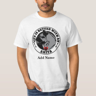 T-shirt La Vie Personnalisée D'Akita Est Meilleure Avec U