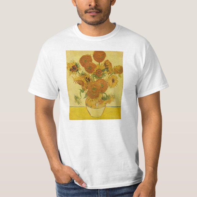 T-shirt La vie toujours avec des tournesols par Van Gogh (Devant)