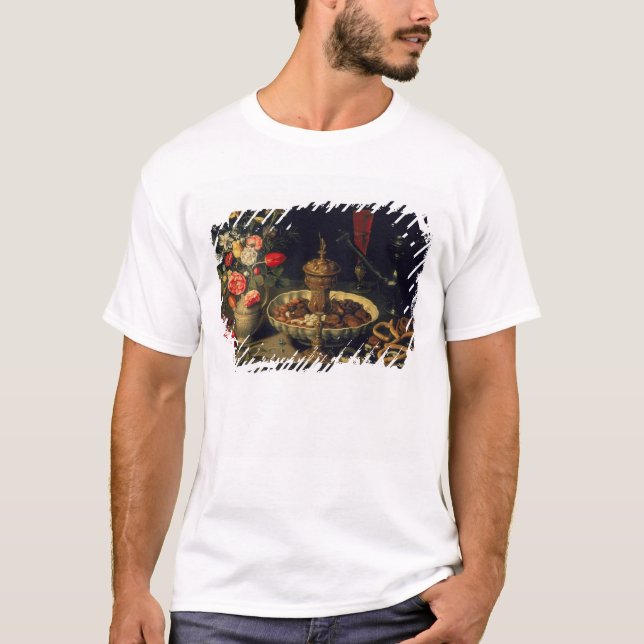 T-shirt La vie toujours des fleurs et des fruits secs, (Devant)