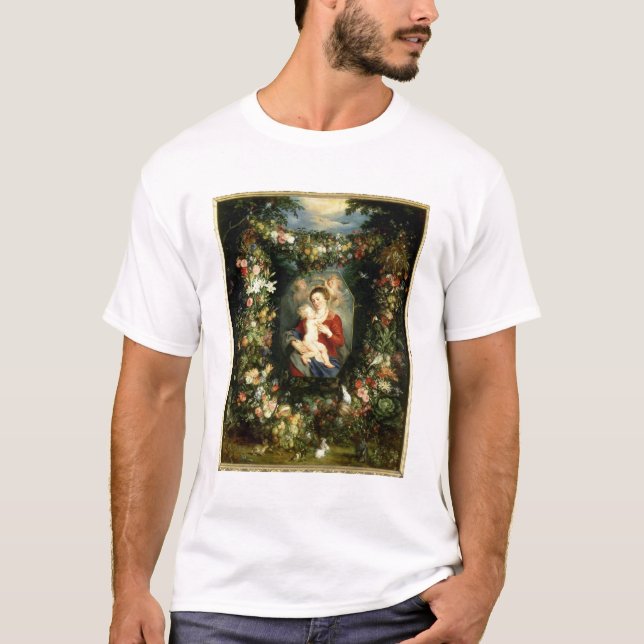 T-shirt La Vierge et l'enfant dans une guirlande de fruit (Devant)