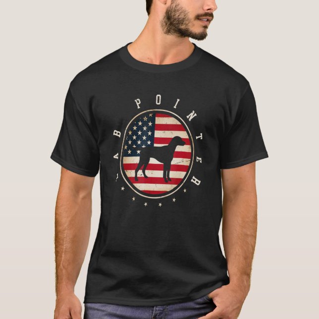 T-shirt Lab Pointer Usa Drapeau 4 Juillet Chien Maman Papa (Devant)