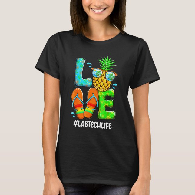 T-shirt Lab Tech Aimer Été Ananas Fleur tropicale Fli (Devant)