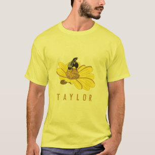T-shirt L'abeille personnalisée sur une fleur jaune Illust