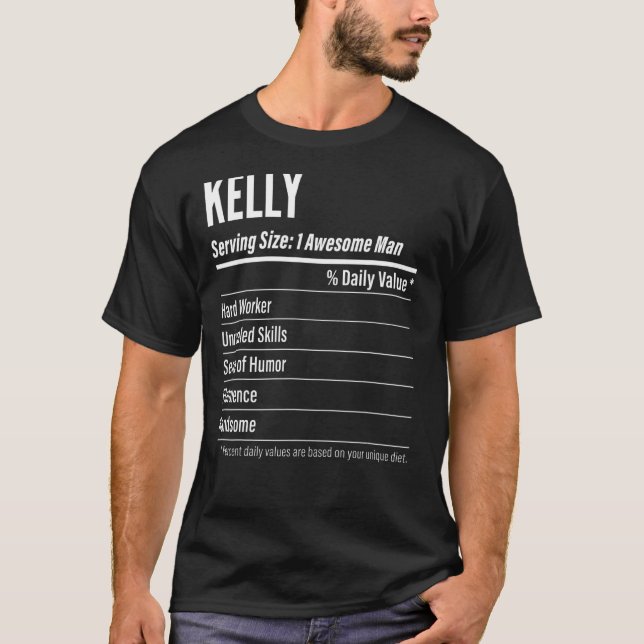 T-shirt Label Calories Kelly Serving Size Nutrition (Devant)