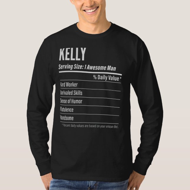 T-shirt Label Calories Kelly Serving Size Nutrition (Devant)