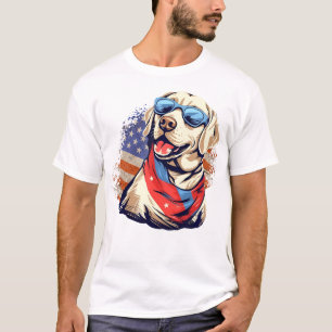 T-shirt Labo Jaune 4 juillet Design Patriotic Pup Labo