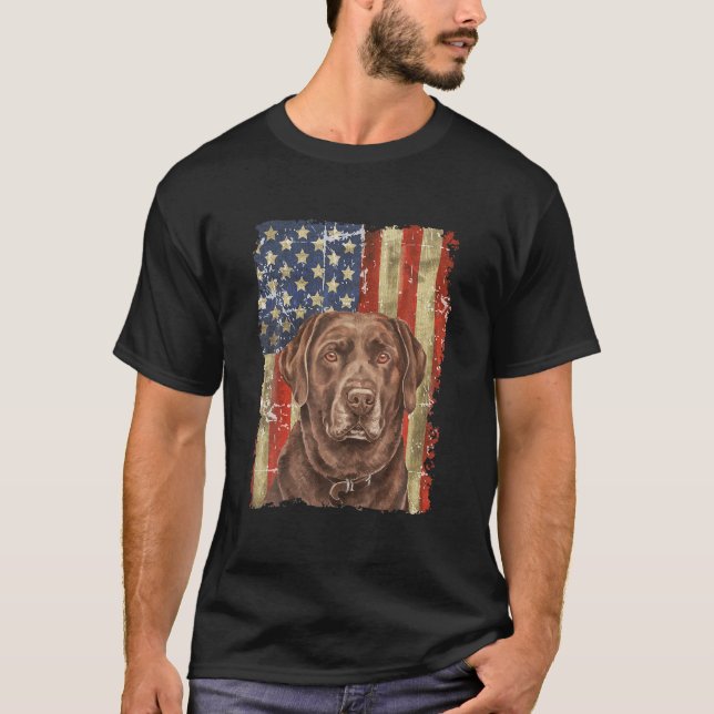 T-shirt Laboratoire de chocolat rétro avec drapeau américa (Devant)