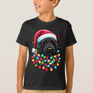 T-shirt Labradoodle noir sapin de Noël lumières de Noël Do