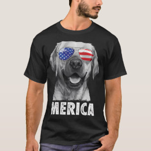 T-shirt Labrador 4 juillet Merica Lunettes de soleil Usa
