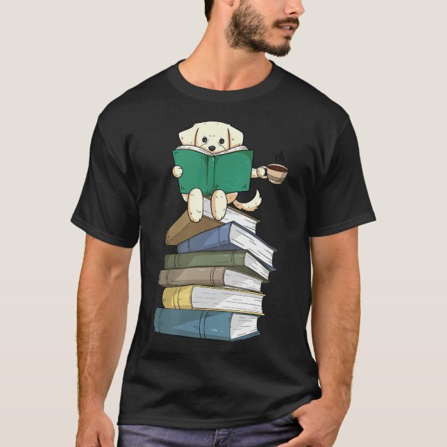 T-shirt Labrador Books Café Lecture de chien du Laboratoir (Devant)