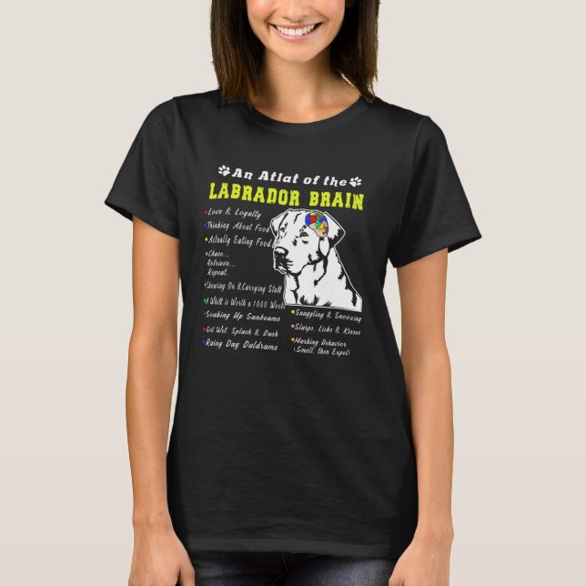 T-shirt Labrador Brain Black Yellow Chocolate Lab (Devant)