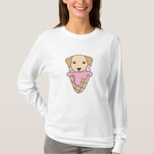 T-shirt Labrador Chien rose Crème de glace gaufre mignonne