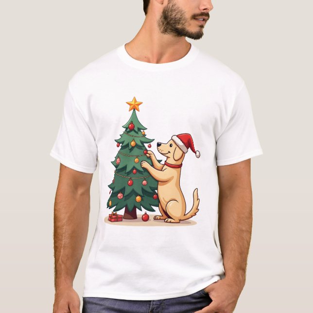 T-shirt Labrador Christmas Tree Helper (Devant)