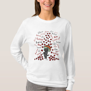 T-shirt Labrador et pluie noirs des coeurs