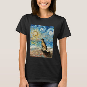 T-shirt Labrador jaune Coucher de soleil sur la plage nuit