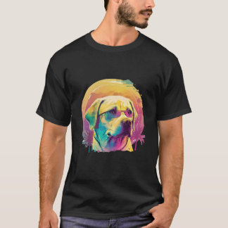 T-shirt Labrador jaune Synthwave 80s Style esthétique