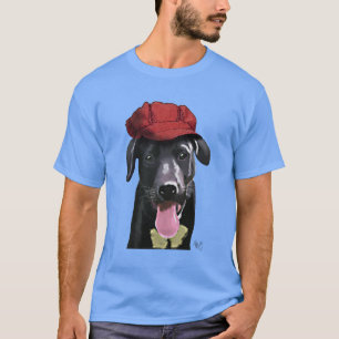 T-shirt Labrador noir avec le casquette rouge
