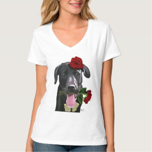 T-shirt Labrador noir avec les roses 2