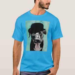 T-shirt Labrador noir dans le casquette de lanceur