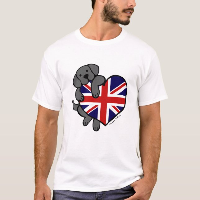 T-shirt Labrador noir et bande dessinée du coeur 2 de (Devant)