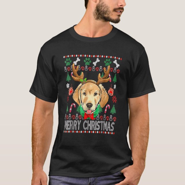 T-shirt Labrador Retriever Antlers Noël laid Christa (Devant)