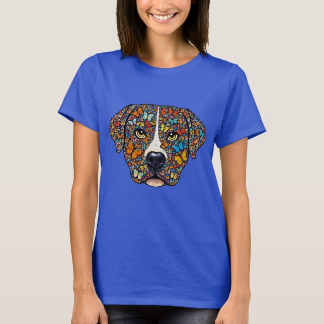 T-shirt Labrador Retriever Butterfly Kaleidoscope Portrait (Devant)