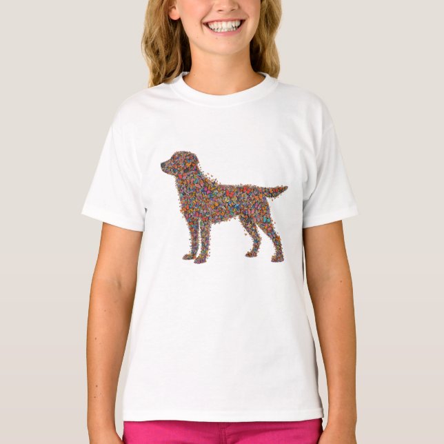 T-shirt Labrador Retriever Butterfly Silhouette Dog Lover (Devant)