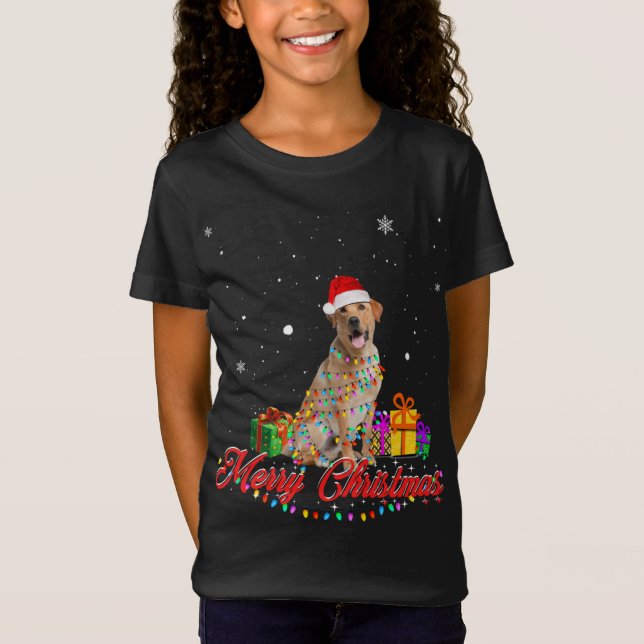 T-Shirt Labrador Retriever Chien Noël Père Noël Noël L (Devant)