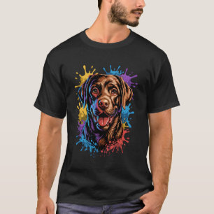 T-shirt Labrador Retriever Chocolat Coloré Éclaboussure de